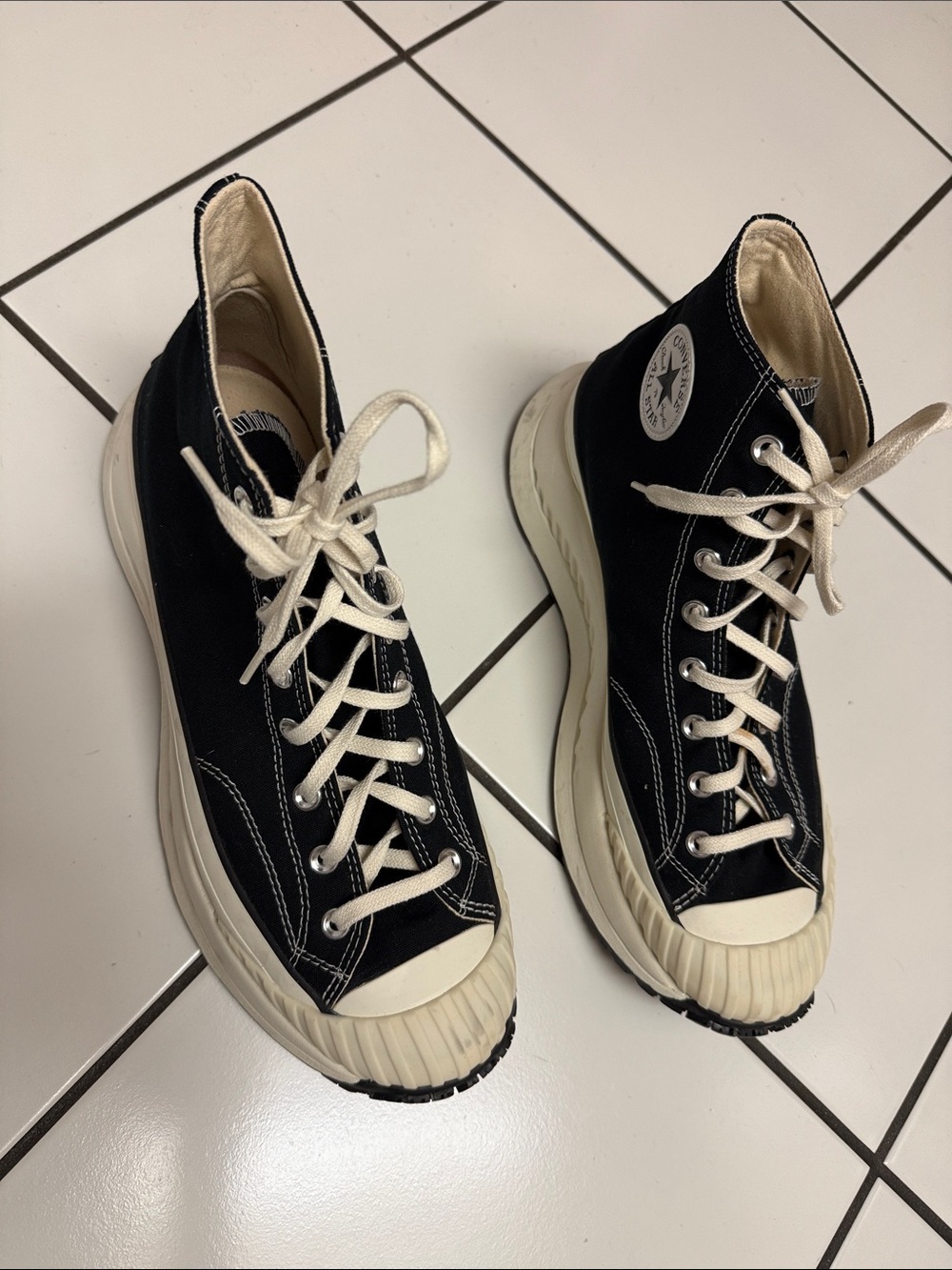 Converse Black High-Top Canvas Sneakers with Cream Soles